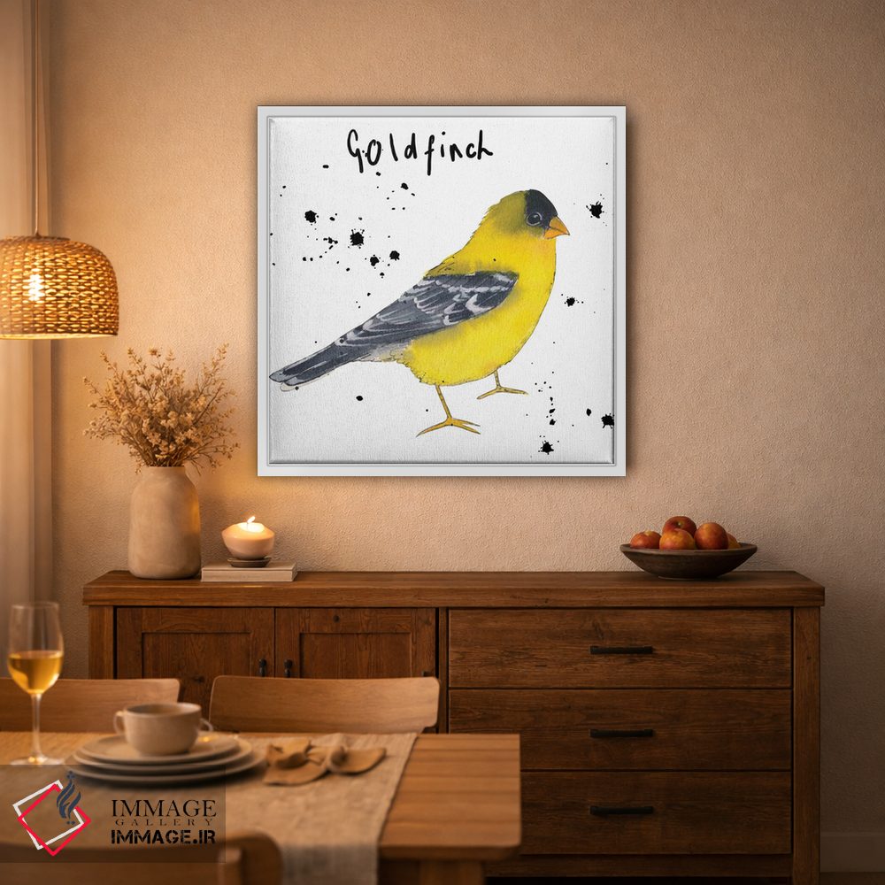 تابلو دکوراتیو فنچ طلایی اثر میشل کمپل - D3W