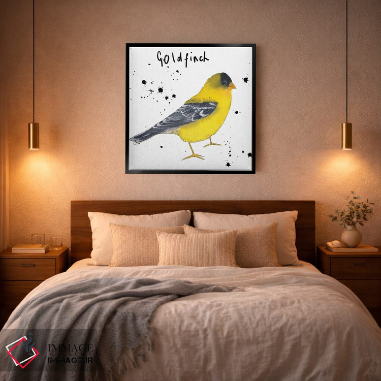 تابلو دکوراتیو فنچ طلایی اثر میشل کمپل - D4B