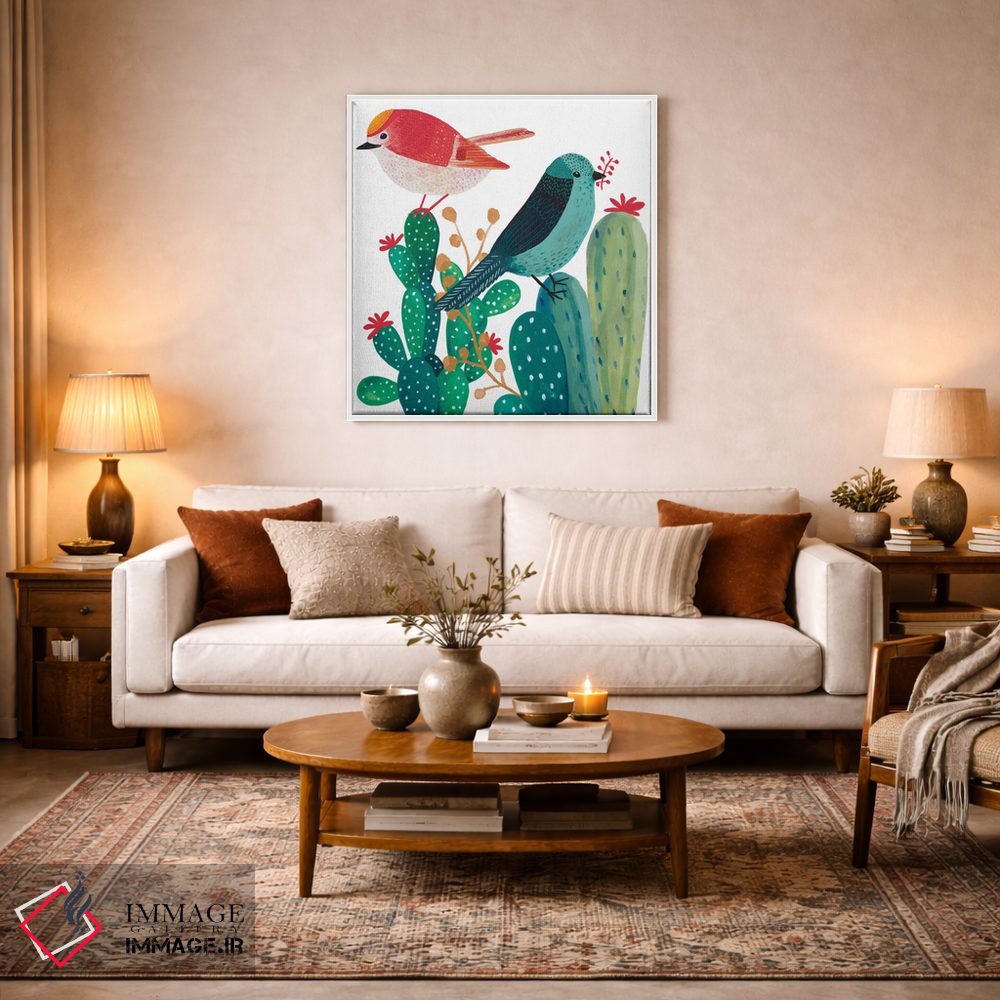 تابلو دکوراتیو پرندگان و کاکتوس اثر میشل کمپل - D3W