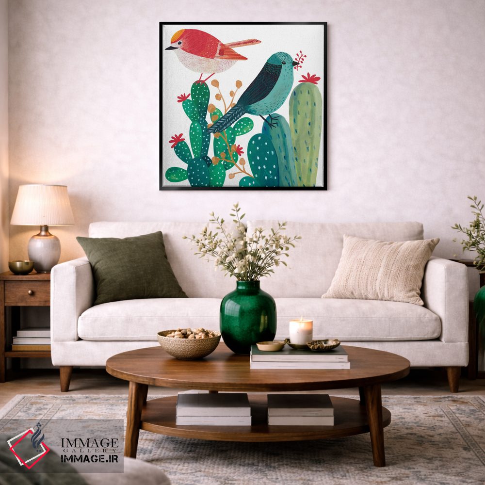 تابلو دکوراتیو پرندگان و کاکتوس اثر میشل کمپل - D4B
