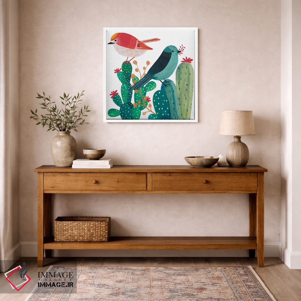 تابلو دکوراتیو پرندگان و کاکتوس اثر میشل کمپل - D6W