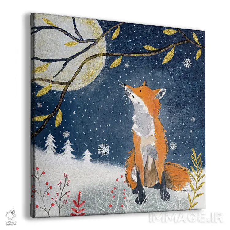 تابلو دکوراتیو روباه شب اثر میشل کمپل - نمای پرسپکتیو محصول