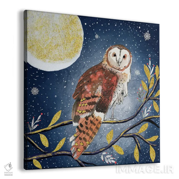 تابلو دکوراتیو جغد شب اثر میشل کمپل - نمای پرسپکتیو محصول