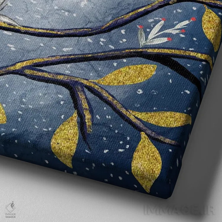 تابلو دکوراتیو جغد شب اثر میشل کمپل - نمای نزدیک بافت بوم