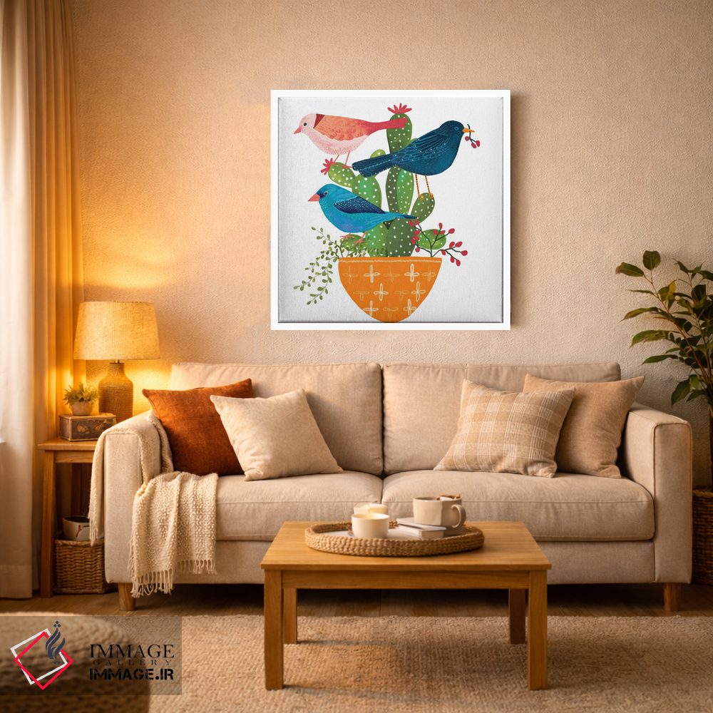 تابلو دکوراتیو سه پرنده زیبا اثر میشل کمپل - D3W