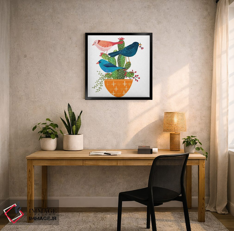تابلو دکوراتیو سه پرنده زیبا اثر میشل کمپل - D5B