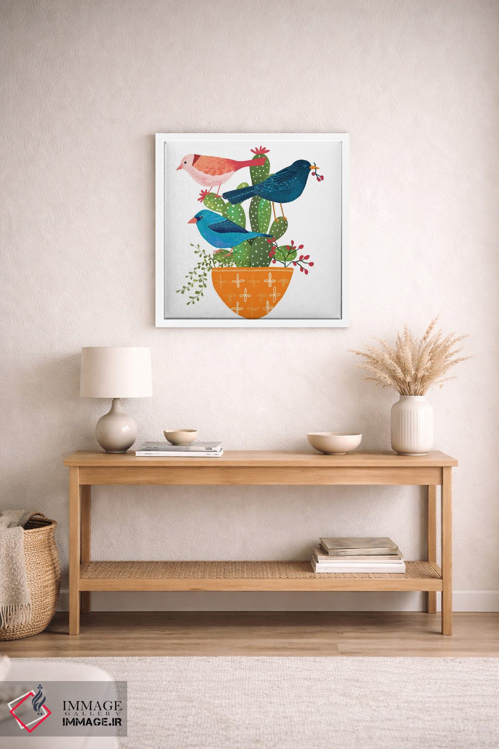 تابلو دکوراتیو سه پرنده زیبا اثر میشل کمپل - D4W