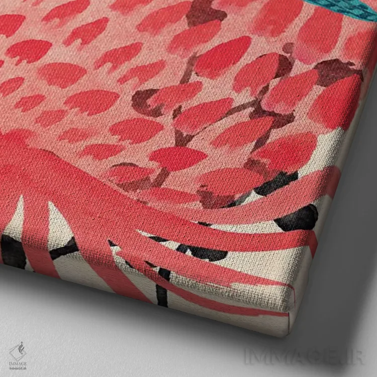 تابلو دکوراتیو طرح مرغ های مگس خوار آبی اثر میشل کمپل - نمای نزدیک بافت بوم