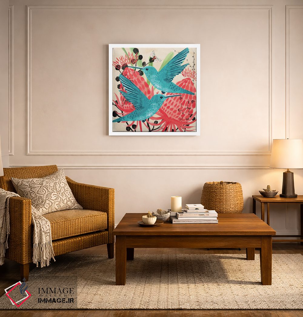 تابلو دکوراتیو طرح مرغ های مگس خوار آبی اثر میشل کمپل - D4W