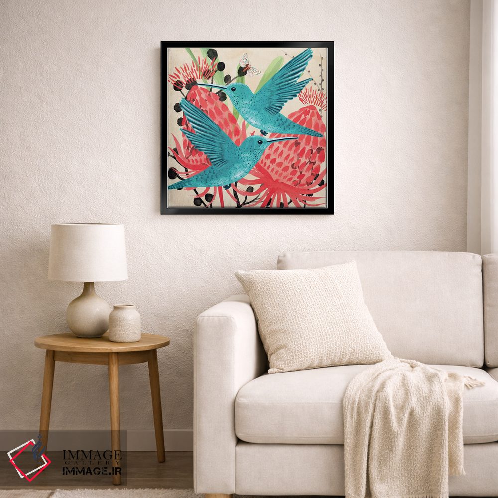 تابلو دکوراتیو طرح مرغ های مگس خوار آبی اثر میشل کمپل - D6B