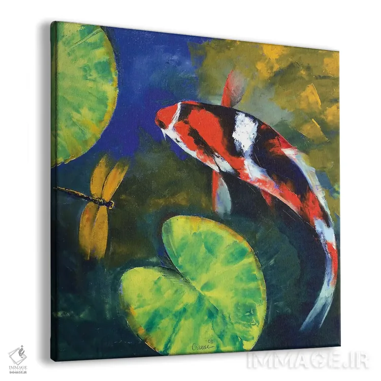 تابلو دکوراتیو کوی شوا و سنجاقک اثر مایکل کریس - نمای پرسپکتیو محصول