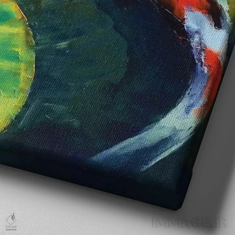 تابلو دکوراتیو کوی شوا و سنجاقک اثر مایکل کریس - نمای نزدیک بافت بوم