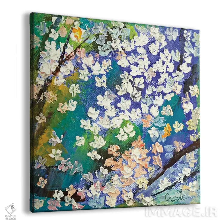 تابلو دکوراتیو نقاشی روغنی شکوفه گیلاس اثر مایکل کریس - نمای پرسپکتیو محصول