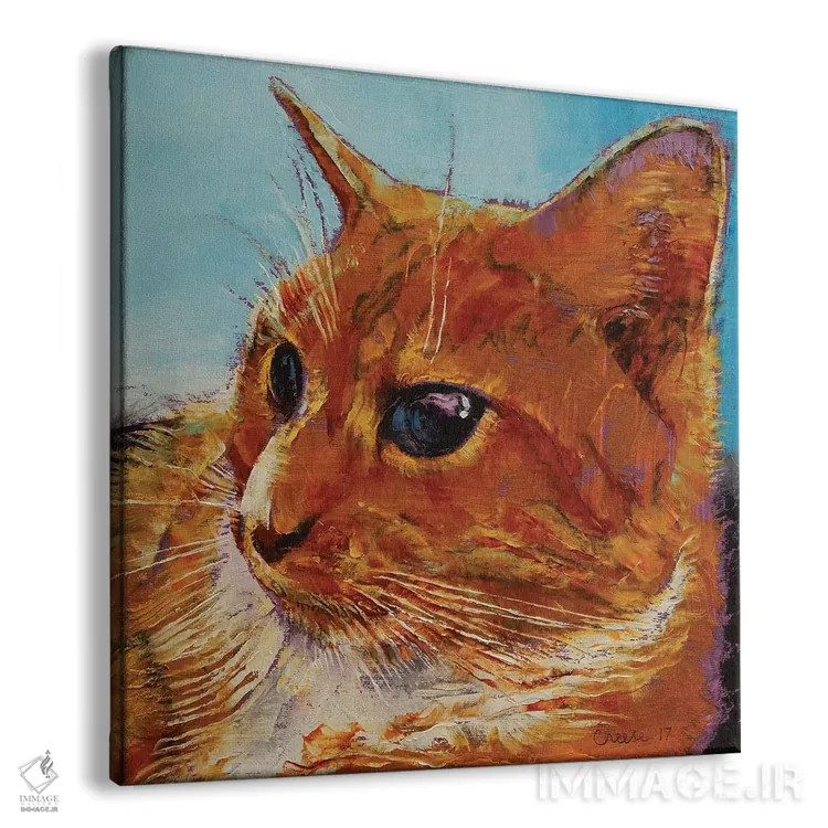 تابلو دکوراتیو گربه نارنجی خال دار اثر مایکل کریس - نمای پرسپکتیو محصول