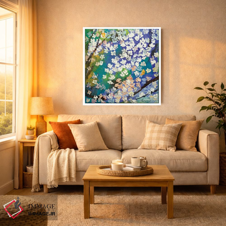 تابلو دکوراتیو نقاشی روغنی شکوفه گیلاس اثر مایکل کریس - D2W
