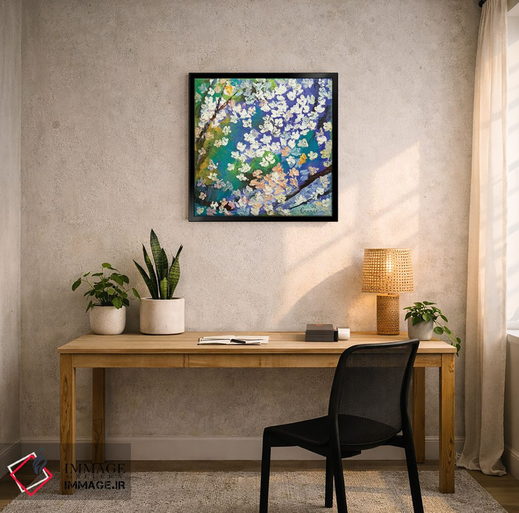 تابلو دکوراتیو نقاشی روغنی شکوفه گیلاس اثر مایکل کریس - D6B