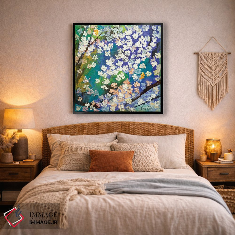 تابلو دکوراتیو نقاشی روغنی شکوفه گیلاس اثر مایکل کریس - D5B