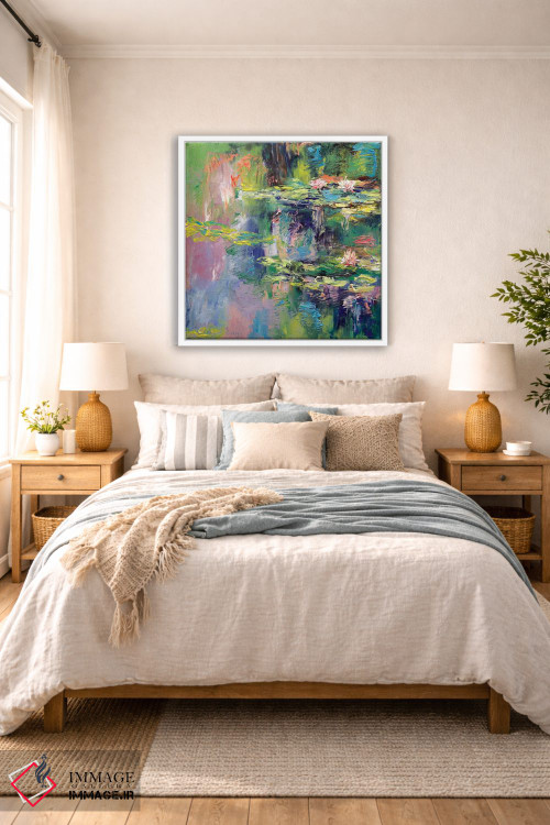 تابلو انتزاعی نیلوفرهای آبی اثر مایکل کریس - D5W