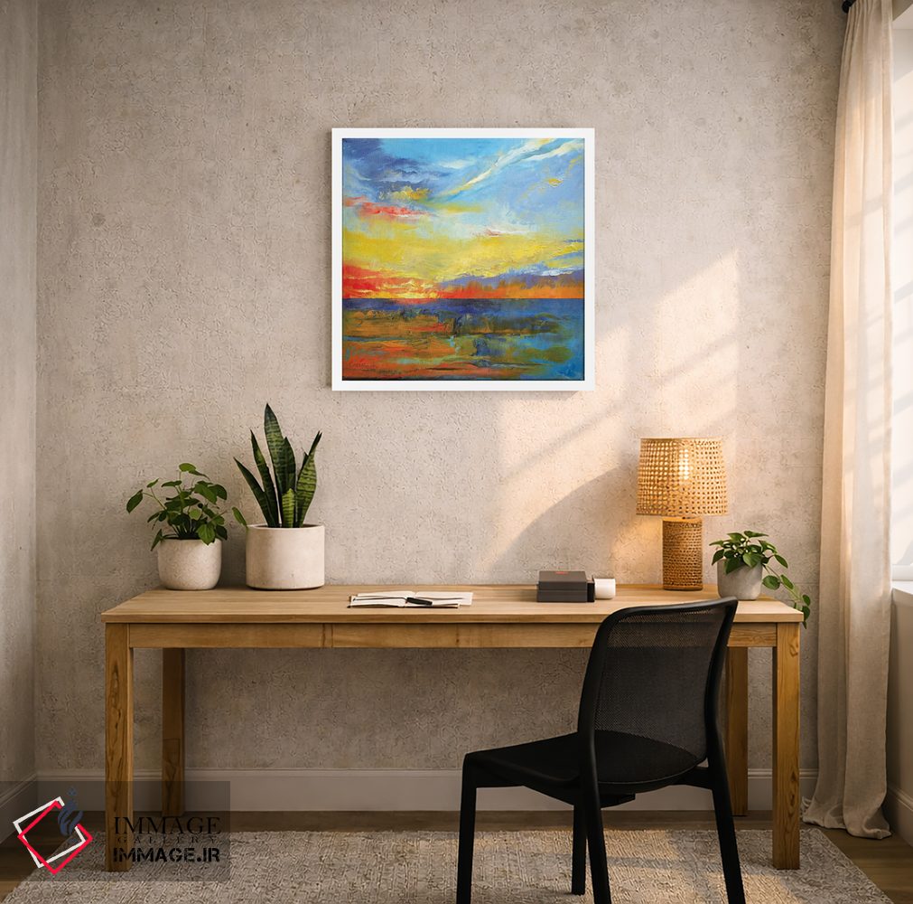 تابلو انتزاعی غروب فیروزه ای اثر مایکل کریس - D5W