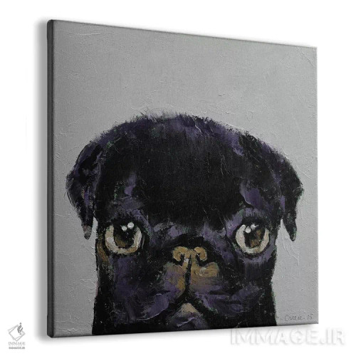 تابلو دکوراتیو پاگ سیاه اثر مایکل کریس - نمای پرسپکتیو محصول