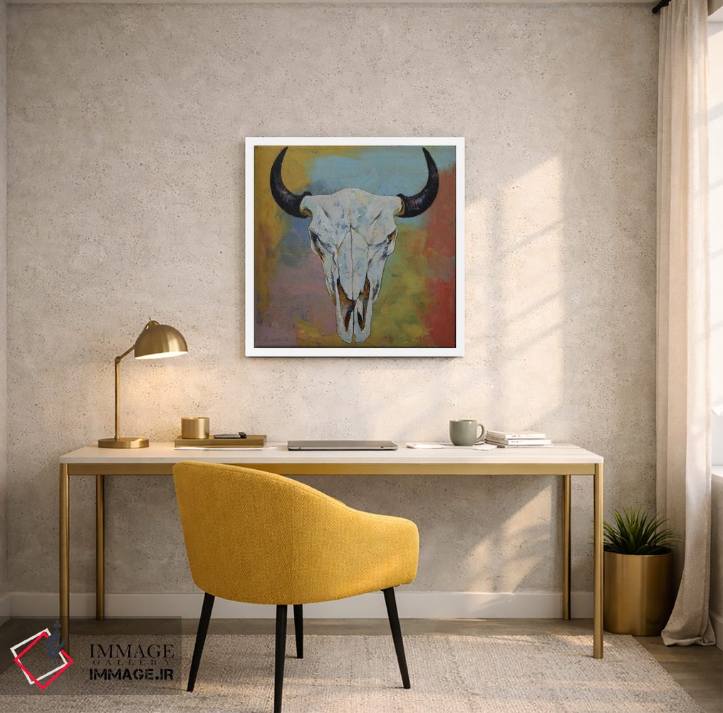 تابلو دکوراتیو جمجمه گاومیش آمریکایی اثر مایکل کریس - D4W