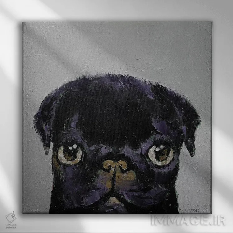 تابلو دکوراتیو پاگ سیاه اثر مایکل کریس - نمای روبهرو روی دیوار