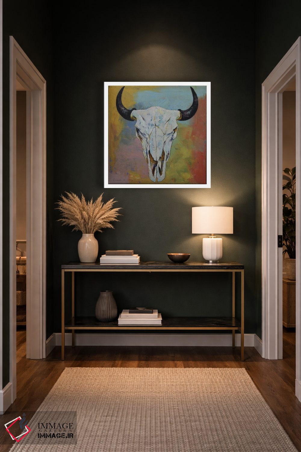 تابلو دکوراتیو جمجمه گاومیش آمریکایی اثر مایکل کریس - D5W