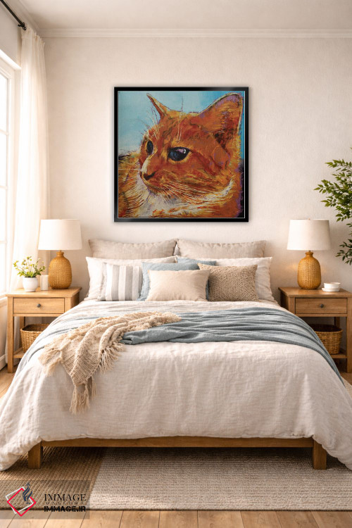 تابلو دکوراتیو گربه نارنجی خال دار اثر مایکل کریس - D6B