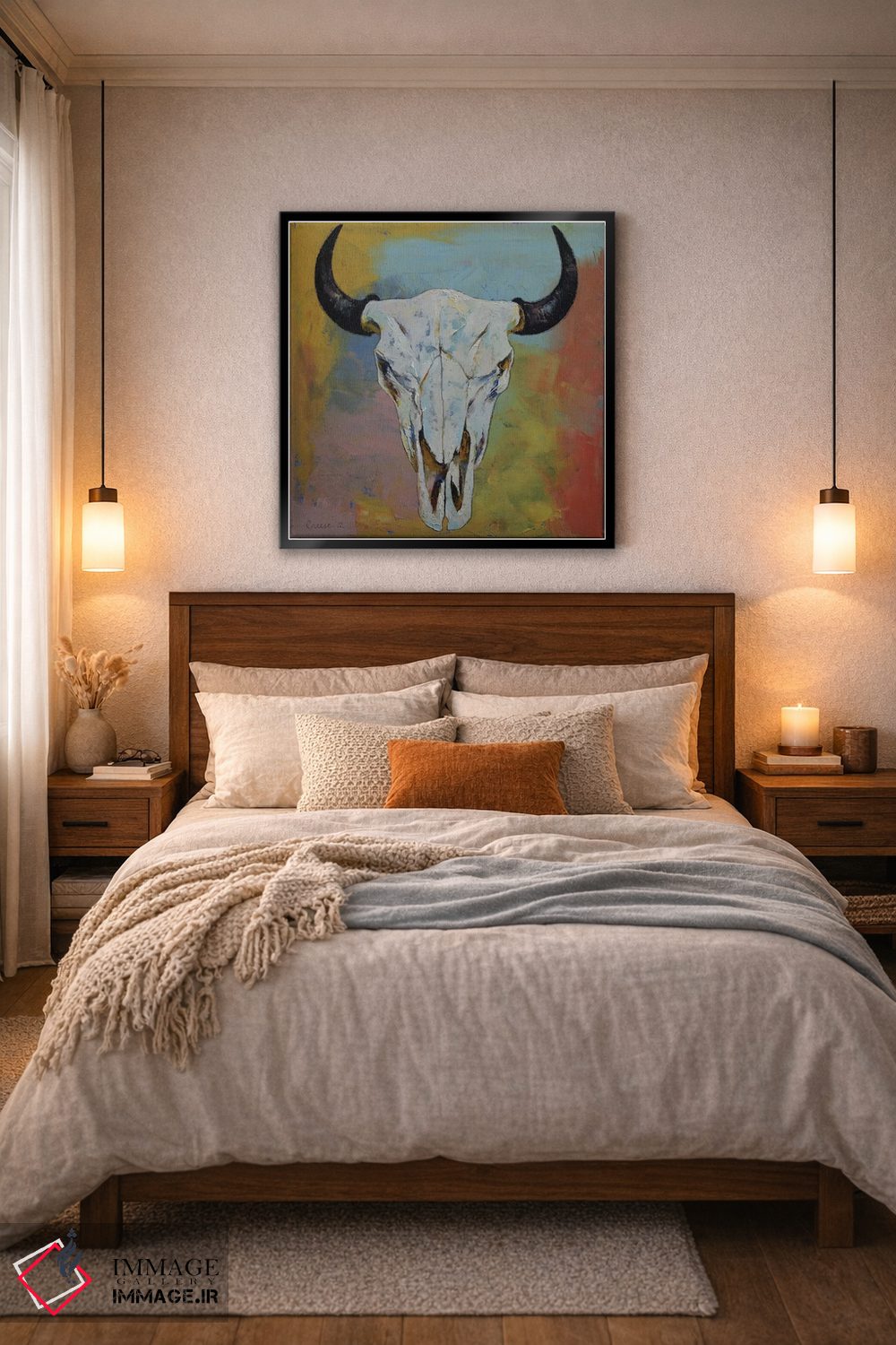 تابلو دکوراتیو جمجمه گاومیش آمریکایی اثر مایکل کریس - D6B