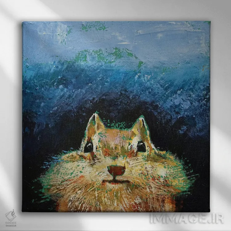 تابلو دکوراتیو سنجاب راه راه اثر مایکل کریس - نمای روبهرو روی دیوار