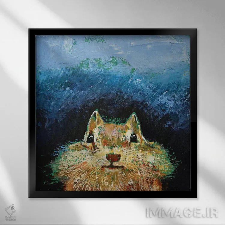 تابلو دکوراتیو سنجاب راه راه اثر مایکل کریس - نمای قابدار مشکی