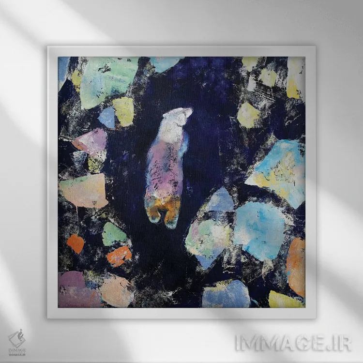 تابلو دکوراتیو سفر خرس قطبی اثر مایکل کریس - نمای قابدار سفید