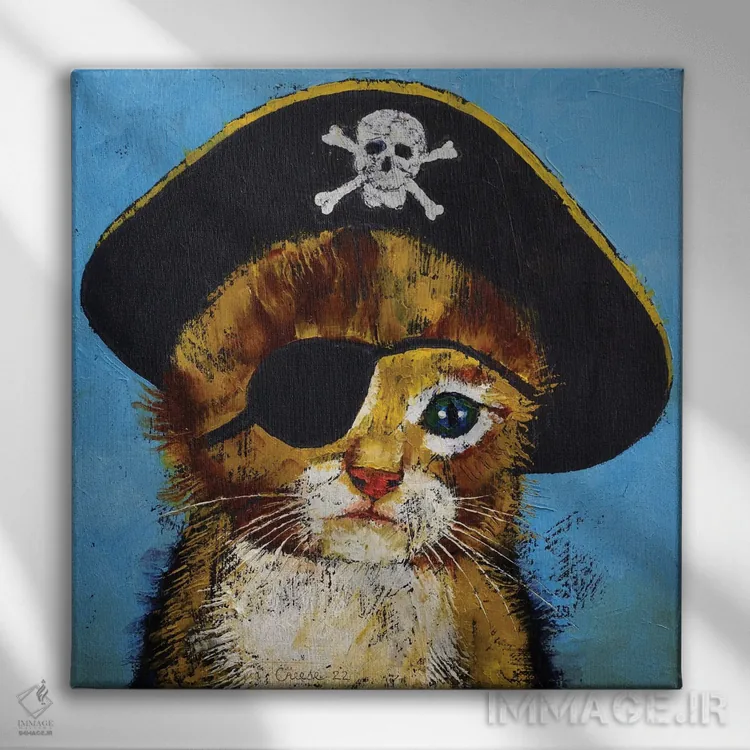 تابلو دکوراتیو بچه گربه دزد دریایی اثر مایکل کریس - نمای روبهرو روی دیوار