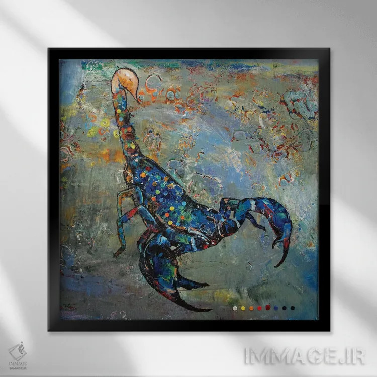 تابلو دکوراتیو عقرب اثر مایکل کریس - نمای قابدار مشکی