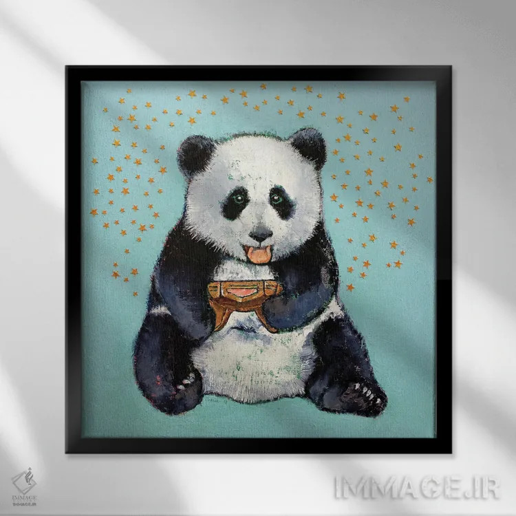 تابلو دکوراتیو پاندای گیمر اثر مایکل کریس - نمای قابدار مشکی