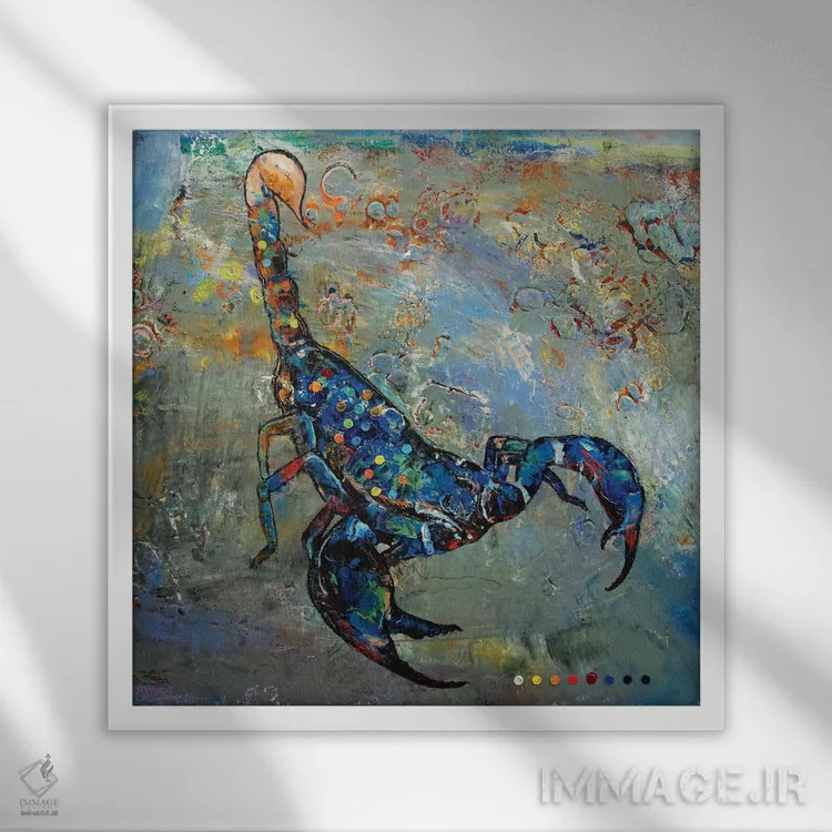 تابلو دکوراتیو عقرب اثر مایکل کریس - نمای قابدار سفید