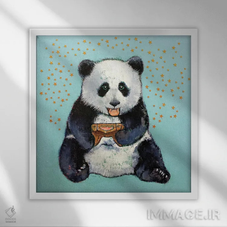 تابلو دکوراتیو پاندای گیمر اثر مایکل کریس - نمای قابدار سفید