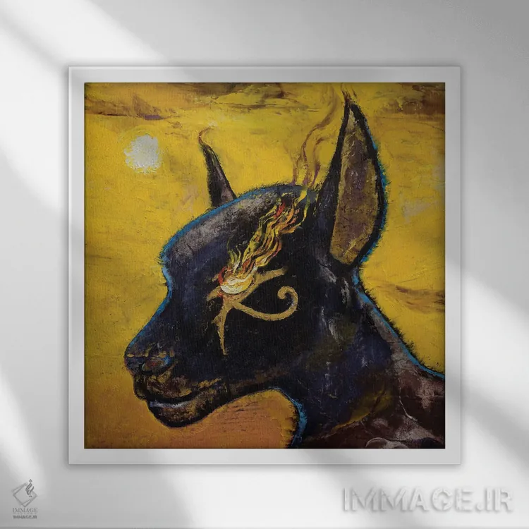 تابلو دکوراتیو آنوبیس اثر مایکل کریس - نمای قابدار سفید