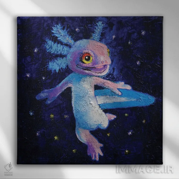 تابلو دکوراتیو آکسولوتل اثر مایکل کریس - نمای روبهرو روی دیوار