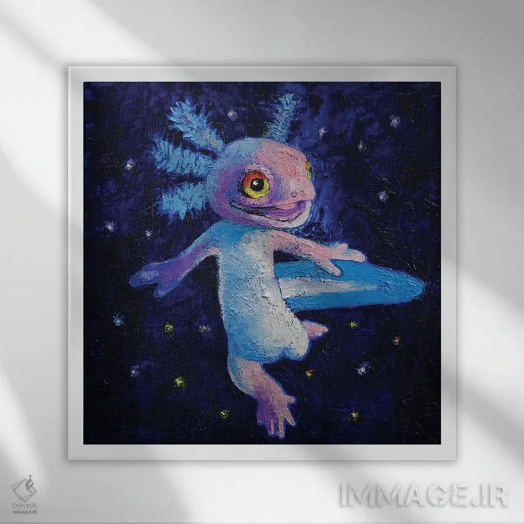 تابلو دکوراتیو آکسولوتل اثر مایکل کریس - نمای قابدار سفید