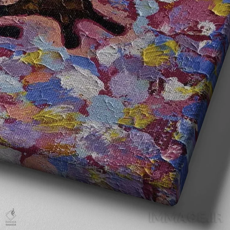 تابلو دکوراتیو قورباغه گاوی اثر مایکل کریس - نمای نزدیک بافت بوم