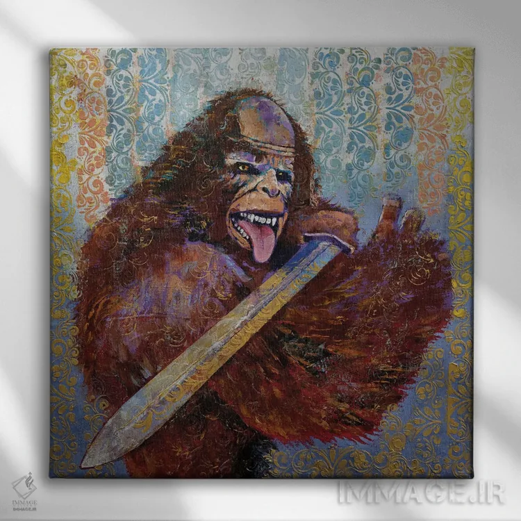 تابلو دکوراتیو بیگ فوت سامورایی اثر مایکل کریس - نمای روبهرو روی دیوار