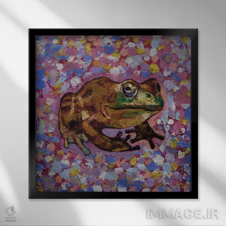 تابلو دکوراتیو قورباغه گاوی اثر مایکل کریس - نمای قابدار مشکی