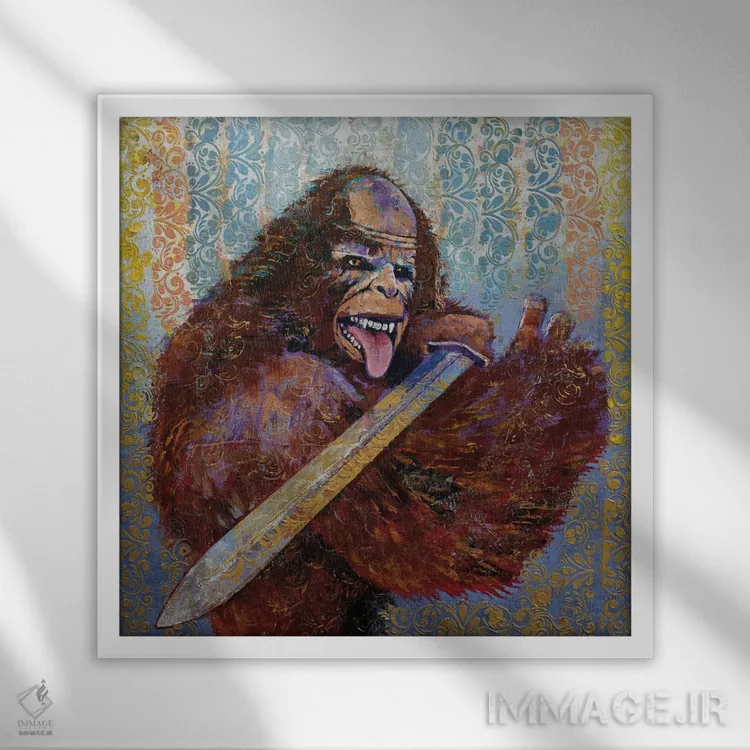 تابلو دکوراتیو بیگ فوت سامورایی اثر مایکل کریس - نمای قابدار سفید