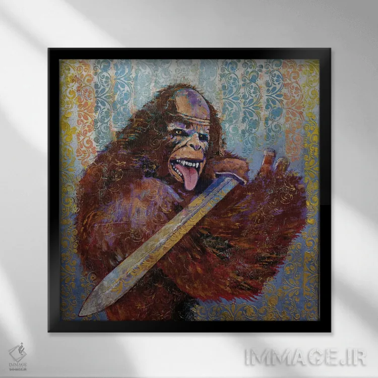 تابلو دکوراتیو بیگ فوت سامورایی اثر مایکل کریس - نمای قابدار مشکی