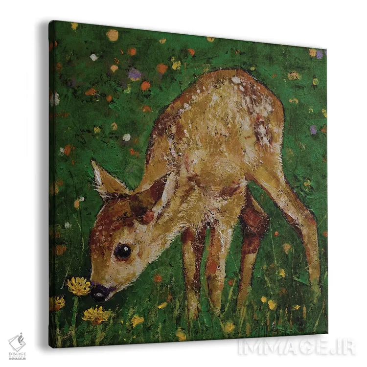 تابلو دکوراتیو گوزن جوان با قاصدک ها اثر مایکل کریس - نمای پرسپکتیو محصول