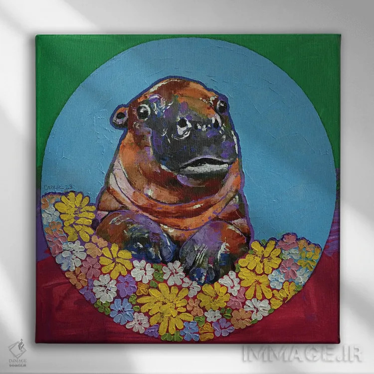 تابلو دکوراتیو بچه اسب آبی اثر مایکل کریس - نمای روبهرو روی دیوار