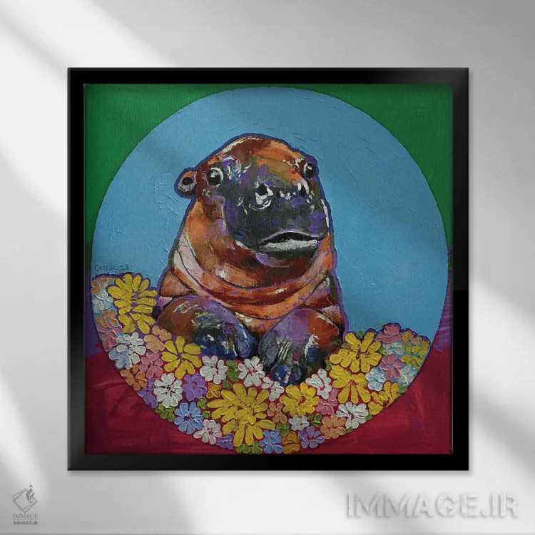 تابلو دکوراتیو بچه اسب آبی اثر مایکل کریس - نمای قابدار مشکی