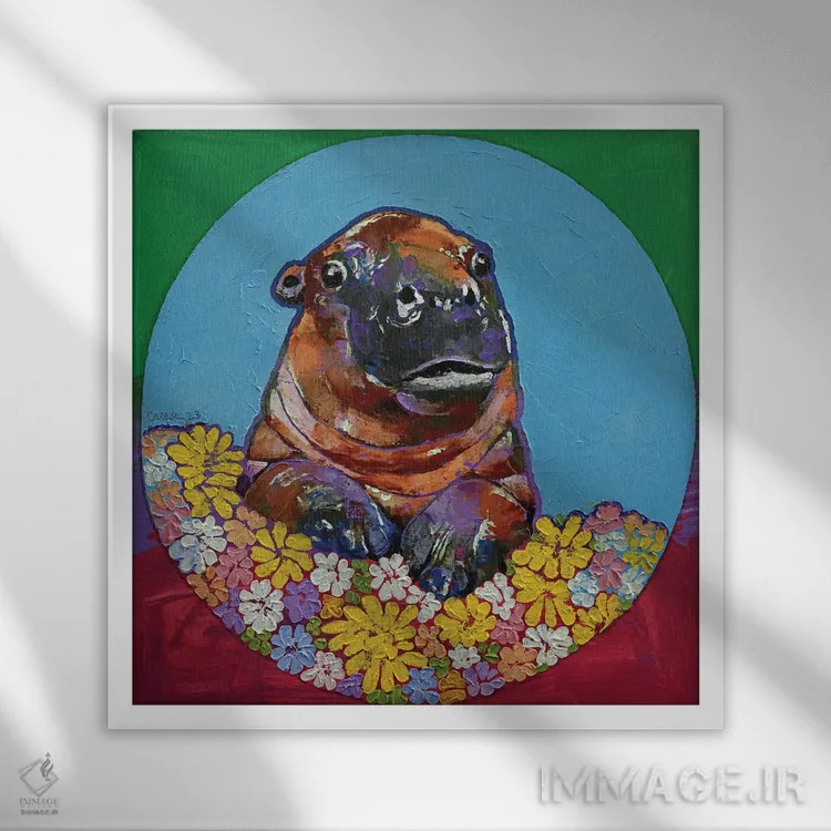 تابلو دکوراتیو بچه اسب آبی اثر مایکل کریس - نمای قابدار سفید