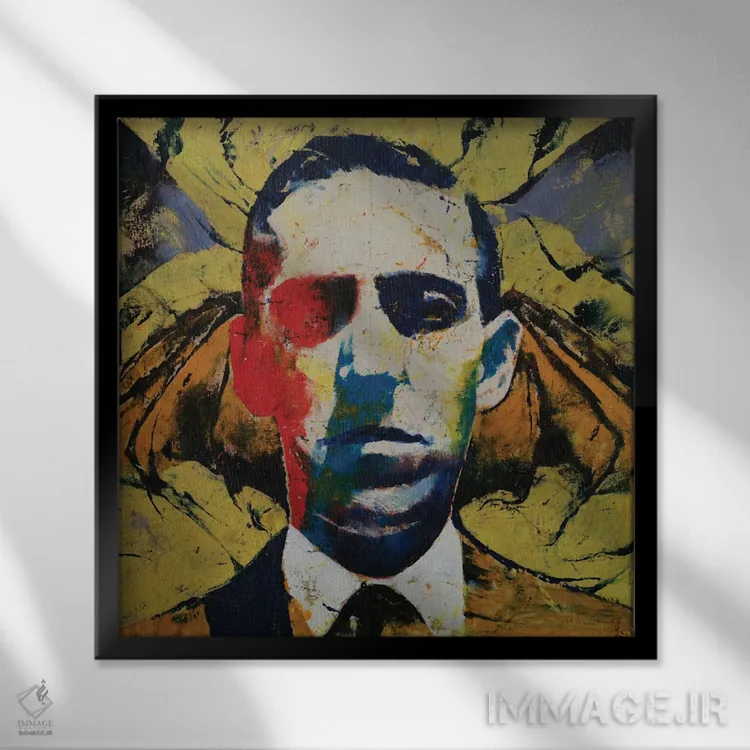 تابلو دکوراتیو اچ.پی. لاوکرفت اثر مایکل کریس - نمای قابدار مشکی